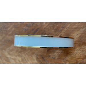 Monet Vintage Gold Tone White Enamel Bangle Bracelet Signed Minimalist